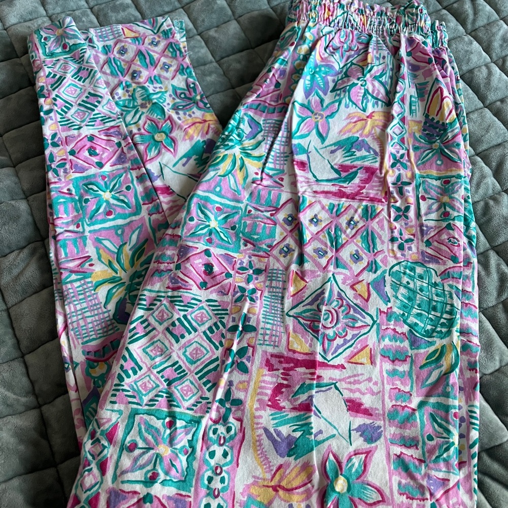 Jantzen Women's Wide-Leg Printed Palazzo Pants in Pink, Teal & Yellow